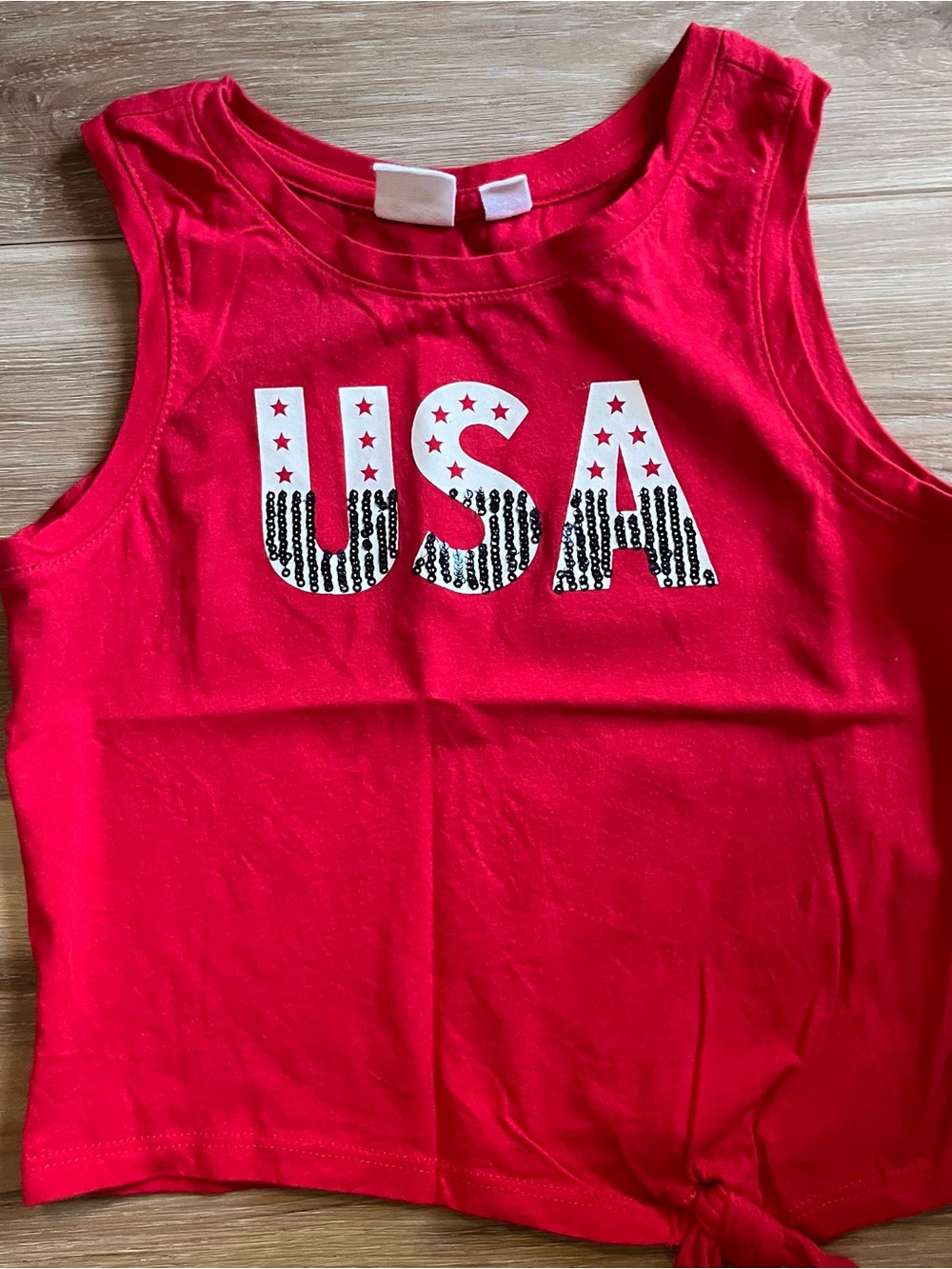 GAP Kids Red USA Sequin Graphic Tank Top